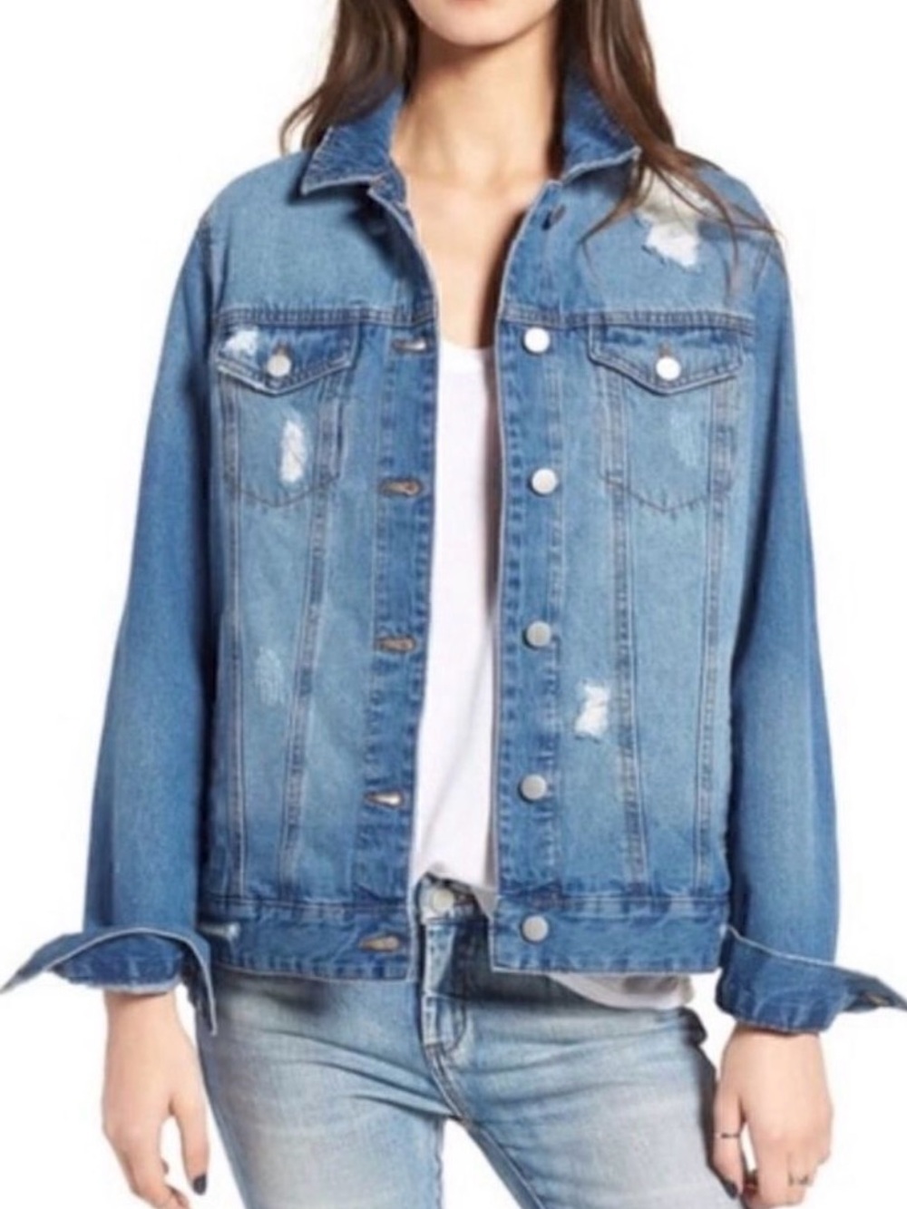 Nordstrom BP Distressed Oversized Denim Jacket